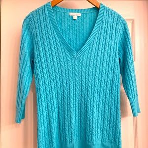 NY & Co 3/4 Sleeve Lightweight Cable Knit Spring Sweater